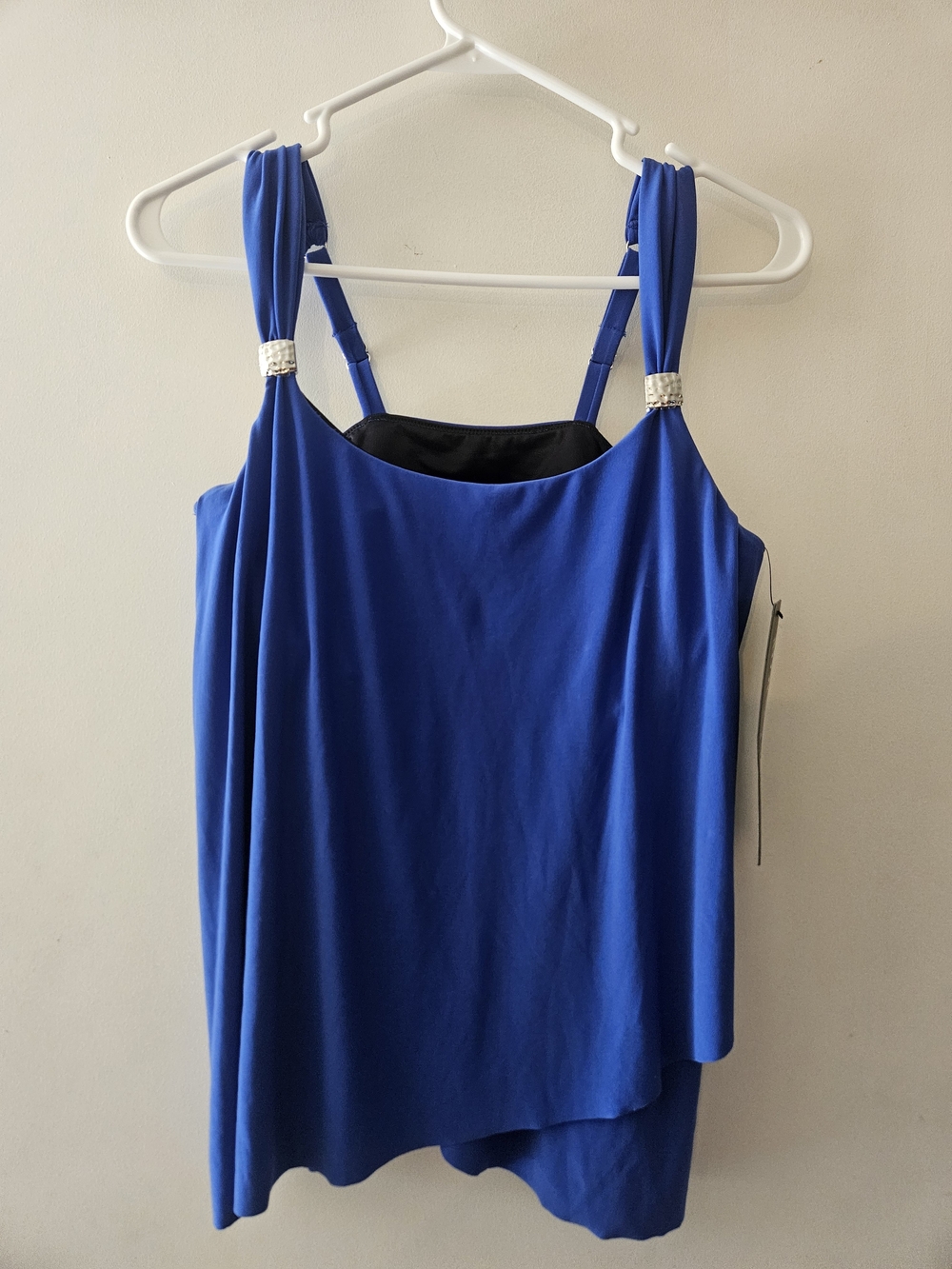 Miraclesuit Royal Blue Tankini Top Swimsuit with Jeweled Straps Nwt Size 10